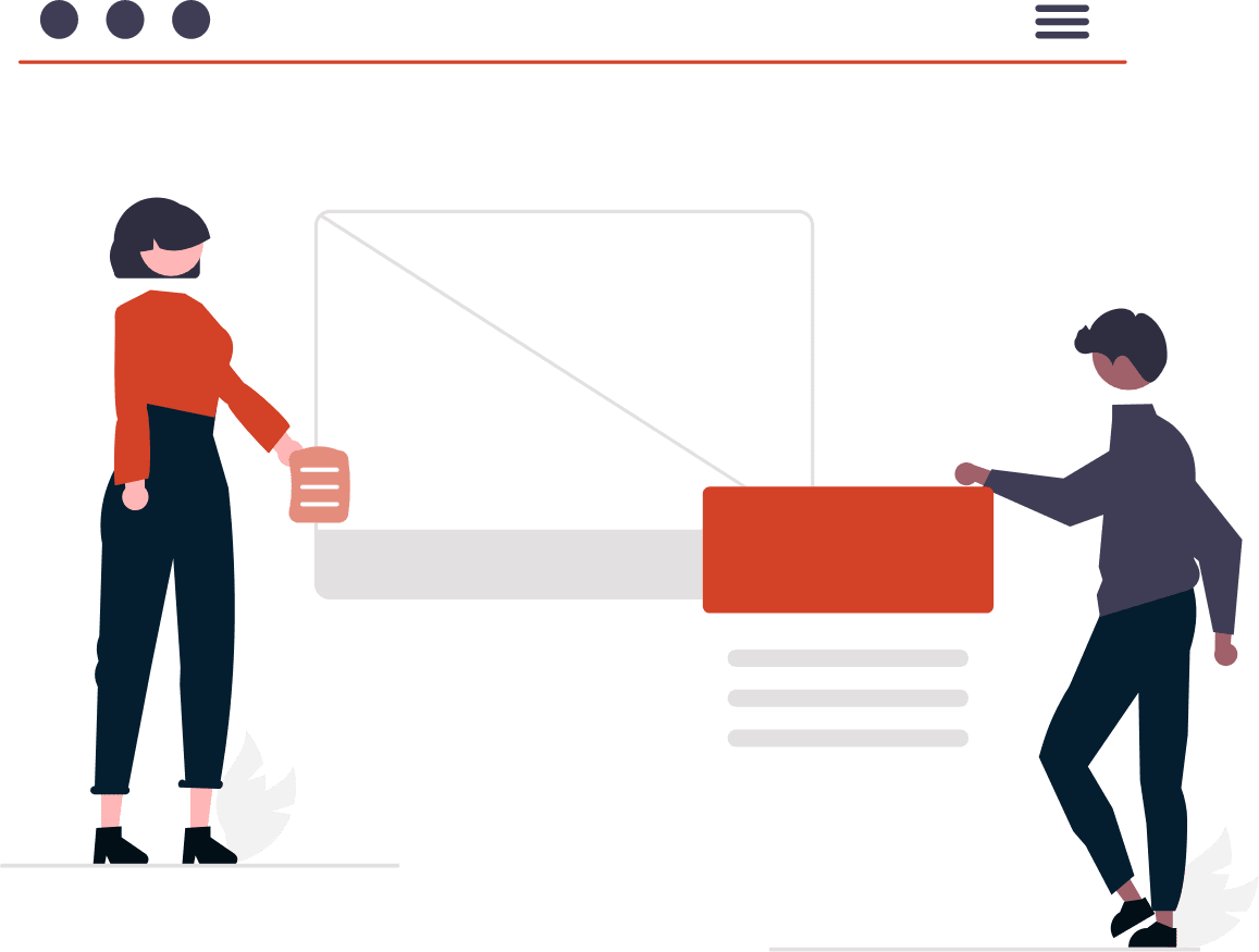 Illustration of two club members collaborating on their club website using Clubistry's no-code website builder.
