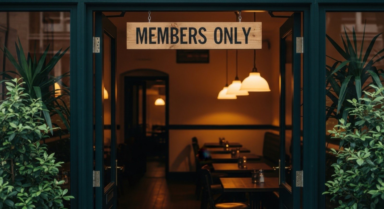 Members Only sign on a business doorway.